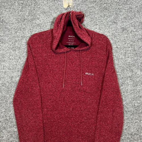 RVCA Sweater Mens Medium Burgundy Sweatshirt Hooded Surf Skate Lightweight - Picture 4 of 11