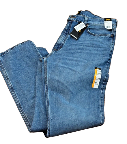 New Lee Mens Blue Jeans Size 38x34 True Blue Relaxed Fit Straight NWT
