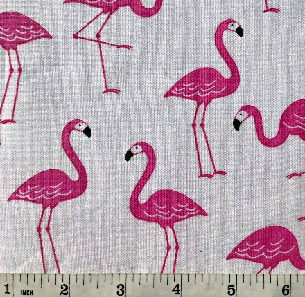 Weihnachten Flamingo Meterware Flamingo Pink Flamingos On White