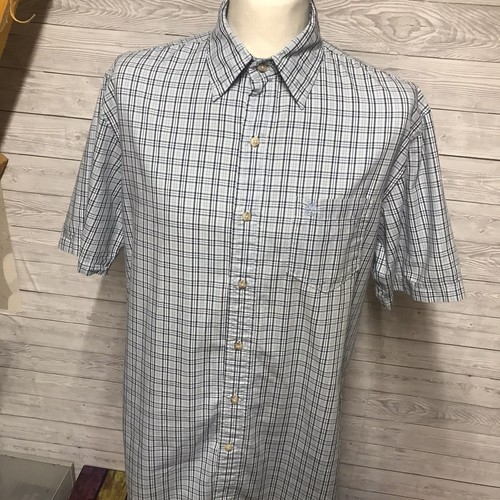 Timberland Men's Blue Check Cotton Shirt Size Large L Short Sleeve Mod - Picture 2 of 8