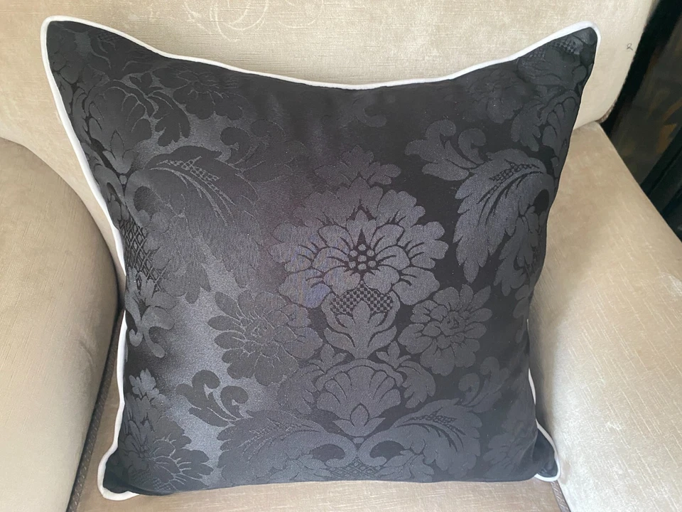 ❇️ NUEVAS Fundas de Cojín Damasco Negro SEDAL Borla/Cuerda/Cuadrado VARIOS TAMAÑOS Foto 3 de 4