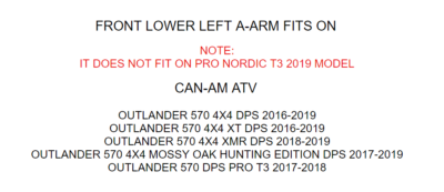 Front Lower Right A-Arm for Can-Am Outlander Max 570 4X4 Xt Dps 2016-2023 Front Lower Right A-Arm for Can-Am Outlander Max 570 4X4 Xt Dps 2016-2023