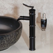 Black Bamboo-shaped Bathroom Basin Mixer 12.8" Faucet Single Lever Brass Taps