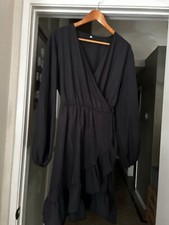 Shein Dress Wrap Black With Ruffle Accents Size 2X
