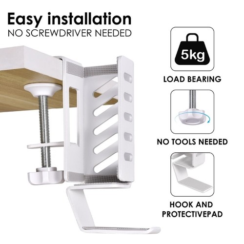 Desk Organisers Side Desk PC Holder Desk Side Storage Headphone Holder for Home - Afbeelding 2 van 10