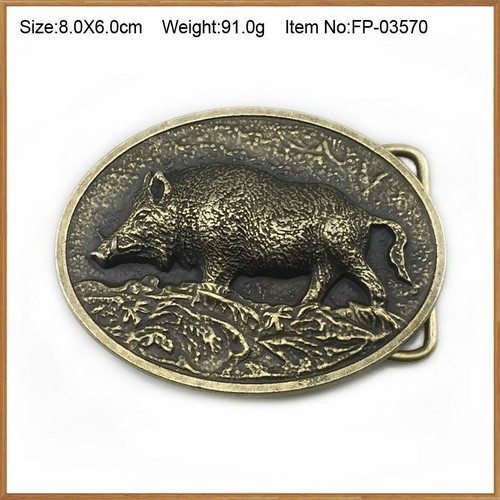 3D Belt Buckle Club Zinc Alloy Antique Brass Finish Retro Wild Boar Jeans Gift - Picture 8 of 12