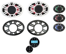  2 KICKER 48KMXL694 300w 6x9" Marine Boat Speakers Bluetooth Gauge Receiver