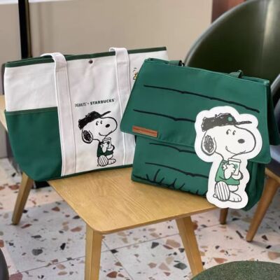 Starbucks Snoopy Stylish Large Capacity Tote Bag with Comic and