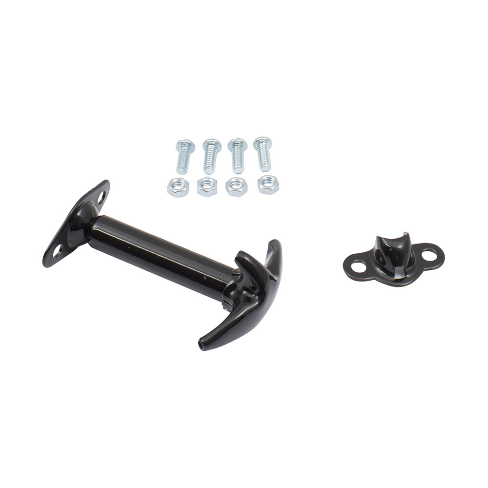 Jeep CJ Wrangler Hood Latch & Catch Bracket Set - Black, Left Or Right Side (1945-1995)