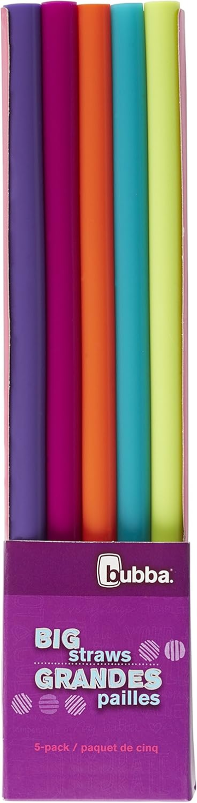 Big Straw 5 Pack of Reusable Straws (Assorted Bold Colors)