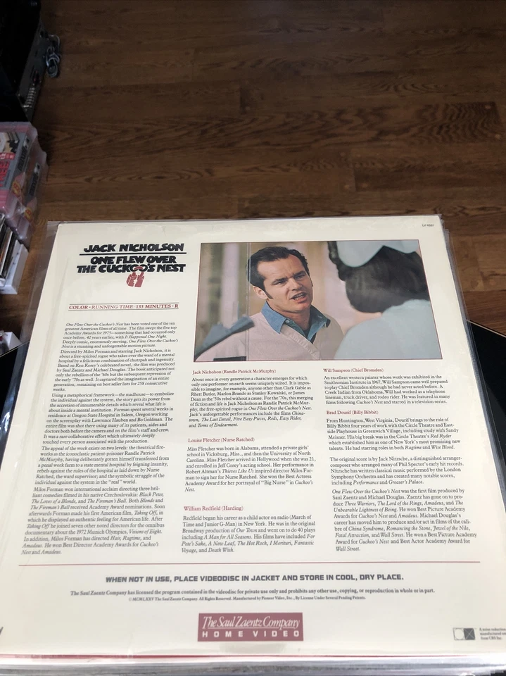 Mint Jack Nicholson One Flew Over The Cuckoo’s Nest LDC Pictures Laser Disc Open Foto 2 de 2