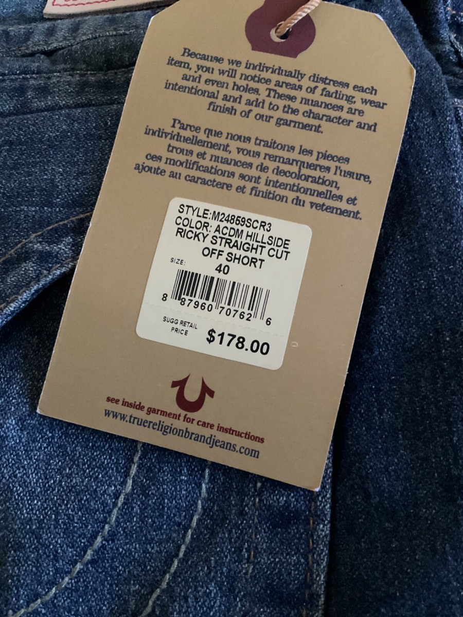 NEW $178 True Religion Ricky Straight Cut Off Shorts - 40 | eBay