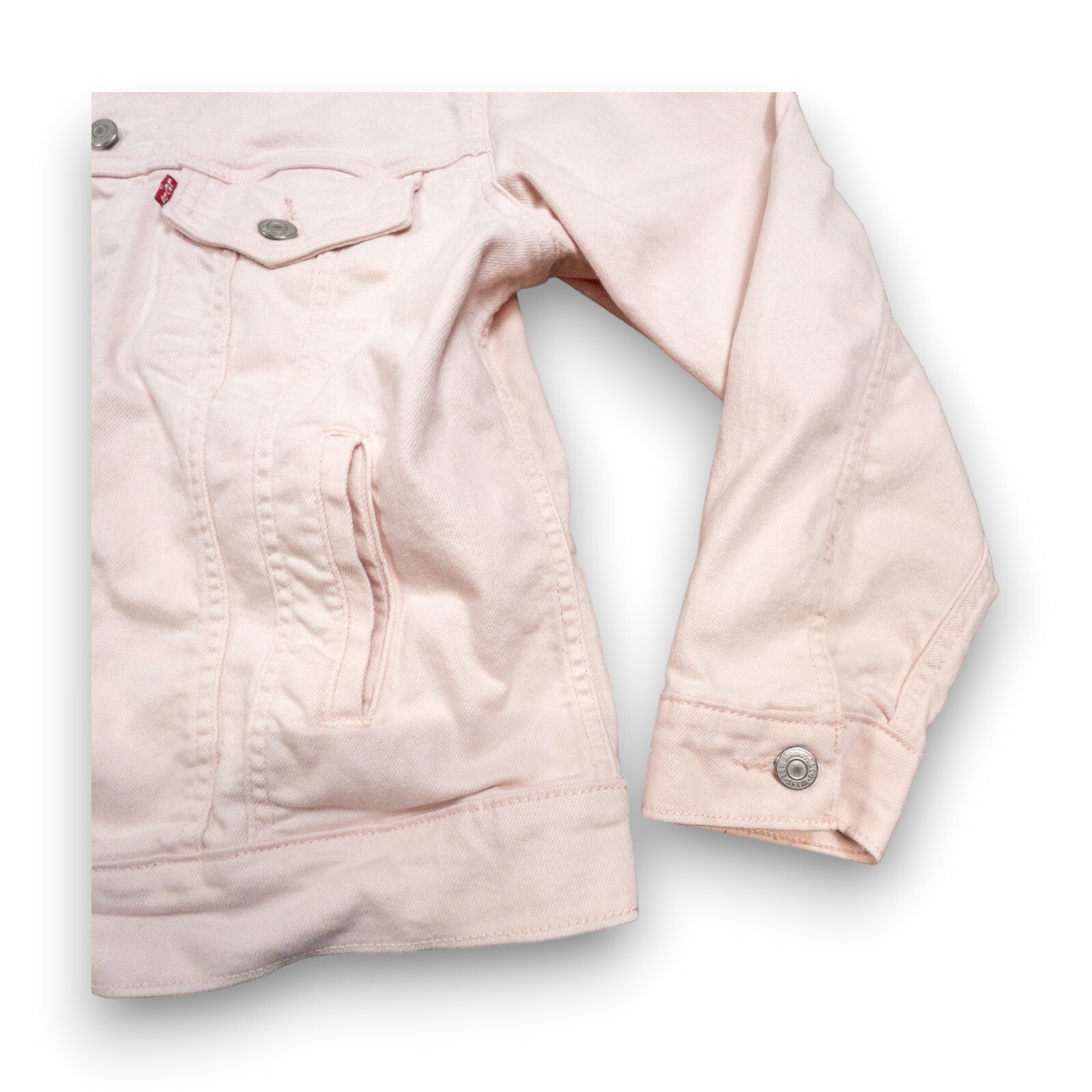 Levi’s Pink Denim Trucker Stretch Jacket Jean Classic… Gem