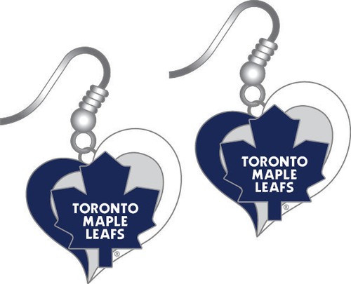 NHL Swirl Heart Team Dangle Earrings - Pick Your Team - Picture 3 of 21