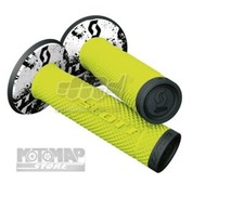 Coppia Manopole Manubrio Scott Motocross Enduro Motard Con Donut Giallo Fluo Ner