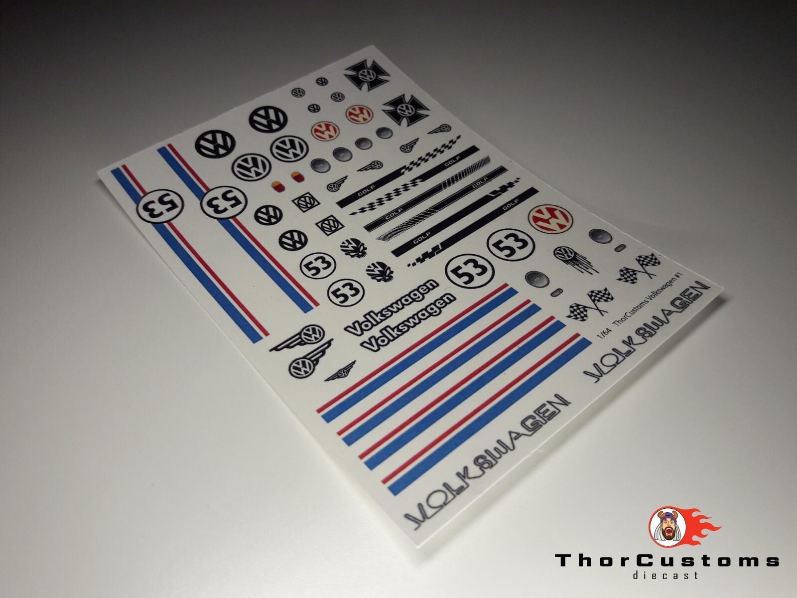 Water-Slide Decals clear 1/64 scale - Volkswagen, for Hot Wheels, Matchbox.