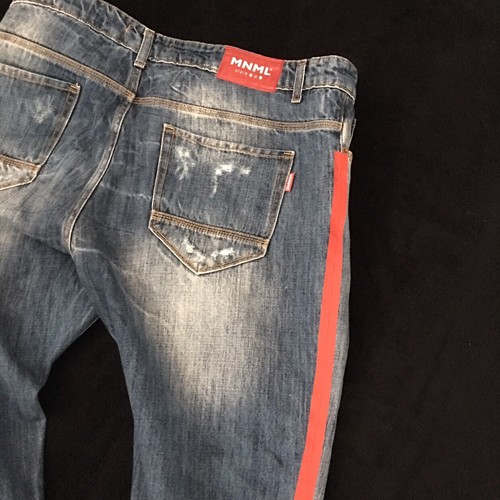 MNML MINIMAL Jeans Uomo Denim red stripe box logo - Taglia 52 | eBay
