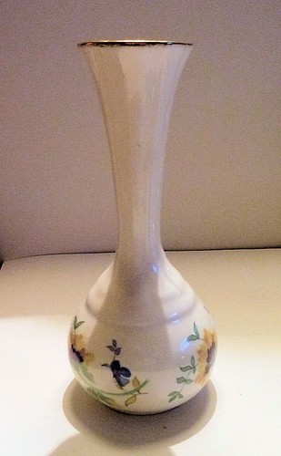 Kunst Keramik VASE Fine China P.S. England verzierte Blumen 70er Jahre - Bild 2 von 3