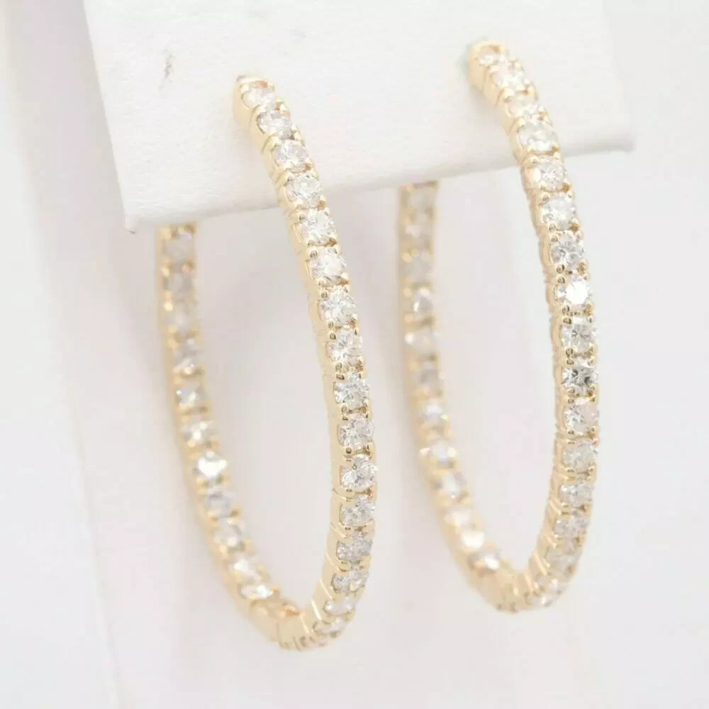 3CT Lab-Grown Diamond Inside-Out Hoop Earrings in 14K Gold for Women  