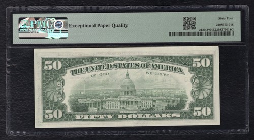 FR. 2120-J* 1981 $50 *STAR* FEDERAL RESERVE NOTE KANSAS CITY, MO PMG UNC-64EPQ - Picture 2 of 2