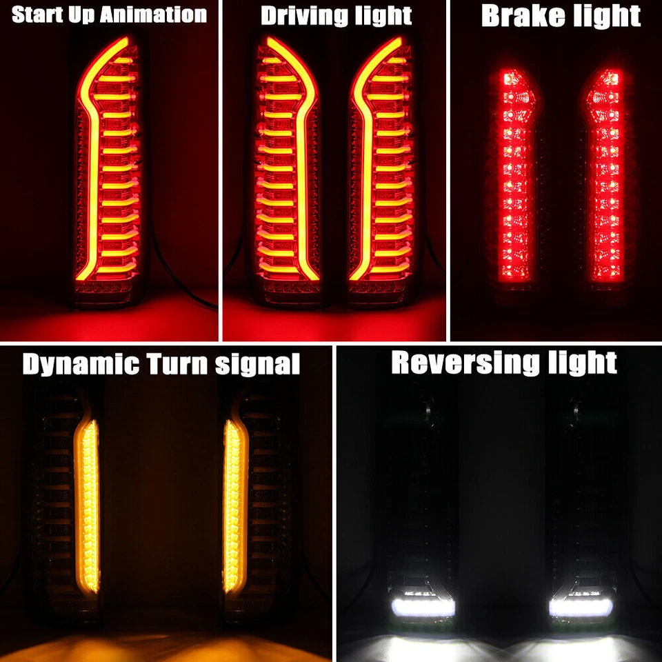 Left + Right Dynamic LED Rear Tail Light Lamps For Toyota Hiace/Commuter 2005-18 - Image 2 of 4