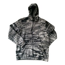 Adidas Men  s Medium Gray Black Pullover Hoodie Camo Camouflage Geometric