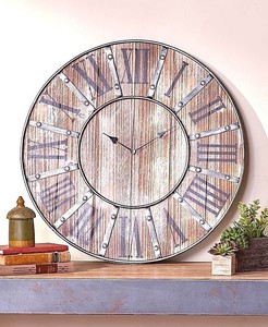 Roman Numeral Clock Rustic Large Oversize Wooden Wall Distressed Image Is Loading Roman Numeral Clock Rustic Large Oversize Wooden Wall