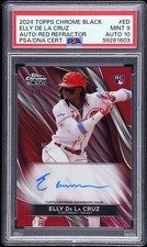 Elly De La Cruz Red Refractor (#4/5) Topps Chrome Black Autograph Rookie Card