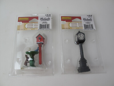 lemax 2007 street clock 2011 dear fountain  figures accessory lot of 2