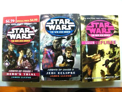 3 Star Wars Paperback Books, Hero's Trial, Jedi Eclipse, Refugee