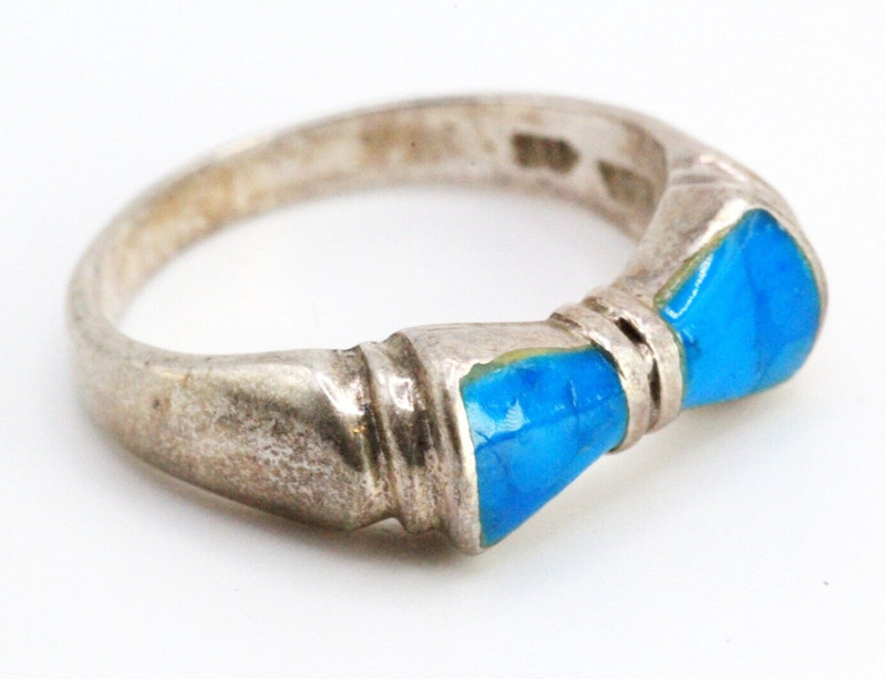 Vintage Sterling Silver Blue Turquoise Bow Ring