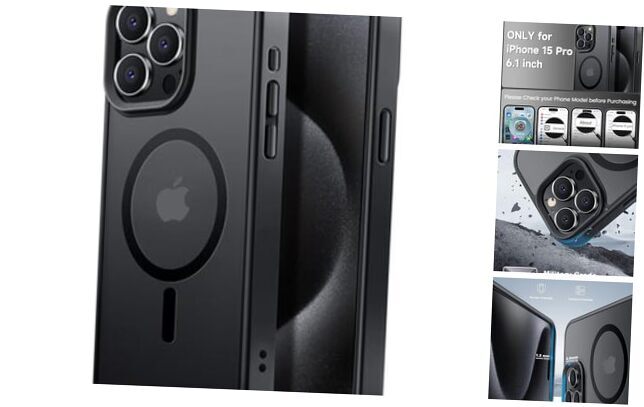 Tigowos Strong Magnetic for Case Fits MagSafe 10FT Drop iPhone 15 Pro Black