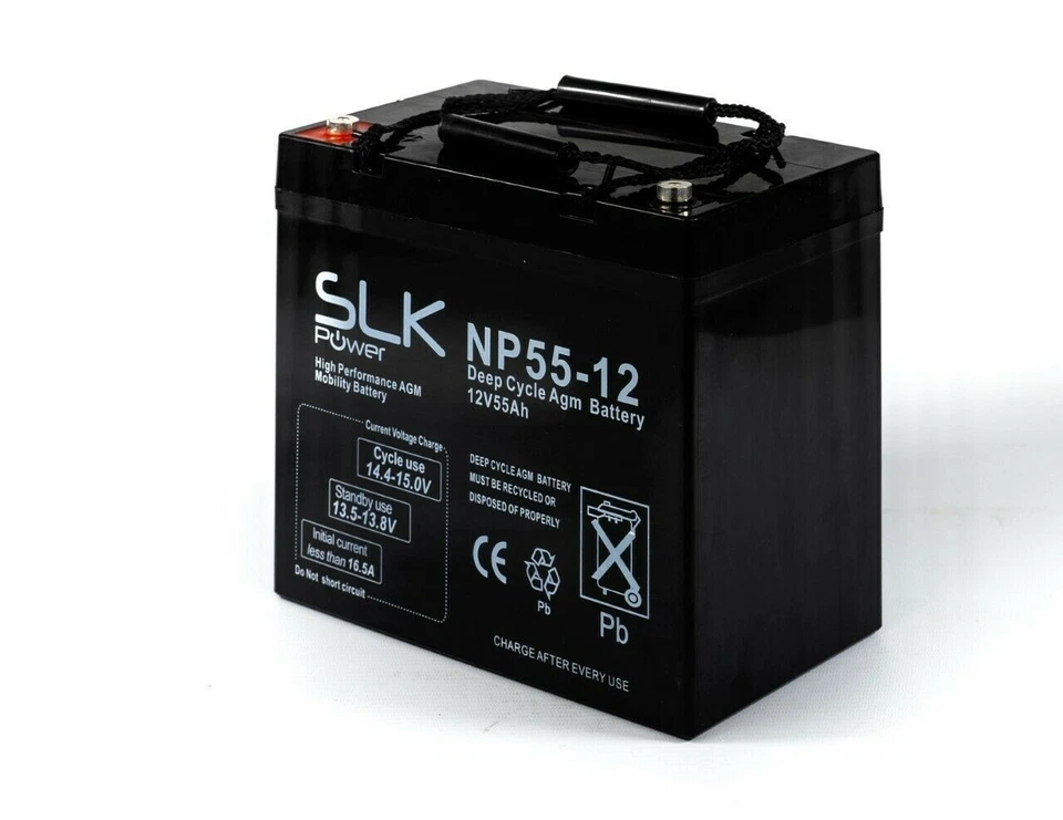 2 x 12 V 55 Ah Schwerlast Elektromobil Rollstuhl AGM/GEL Batterien 