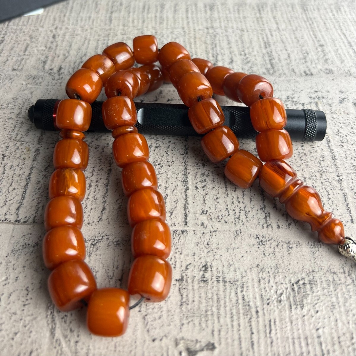 Antique Rare Ottoman Damari Faturan Apricot Amber Bakelite Islamic