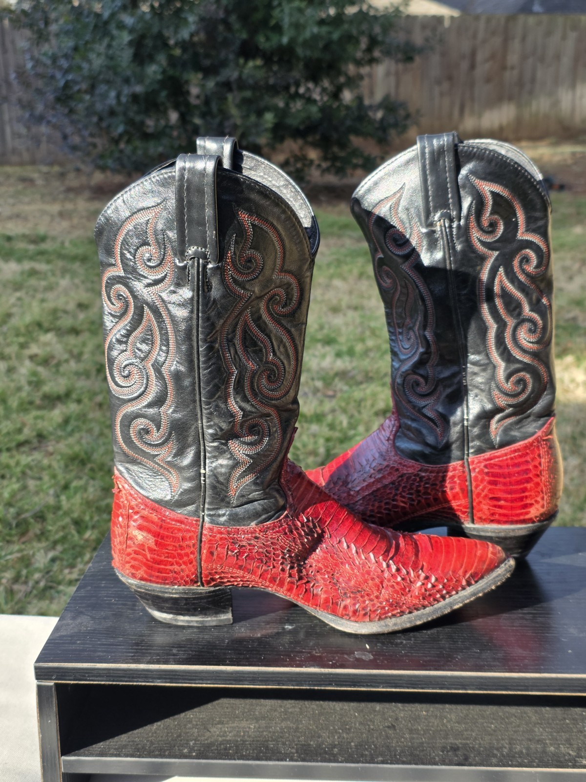 Tony Lama Vintage Ruby Red Natural Python Western… - image 6