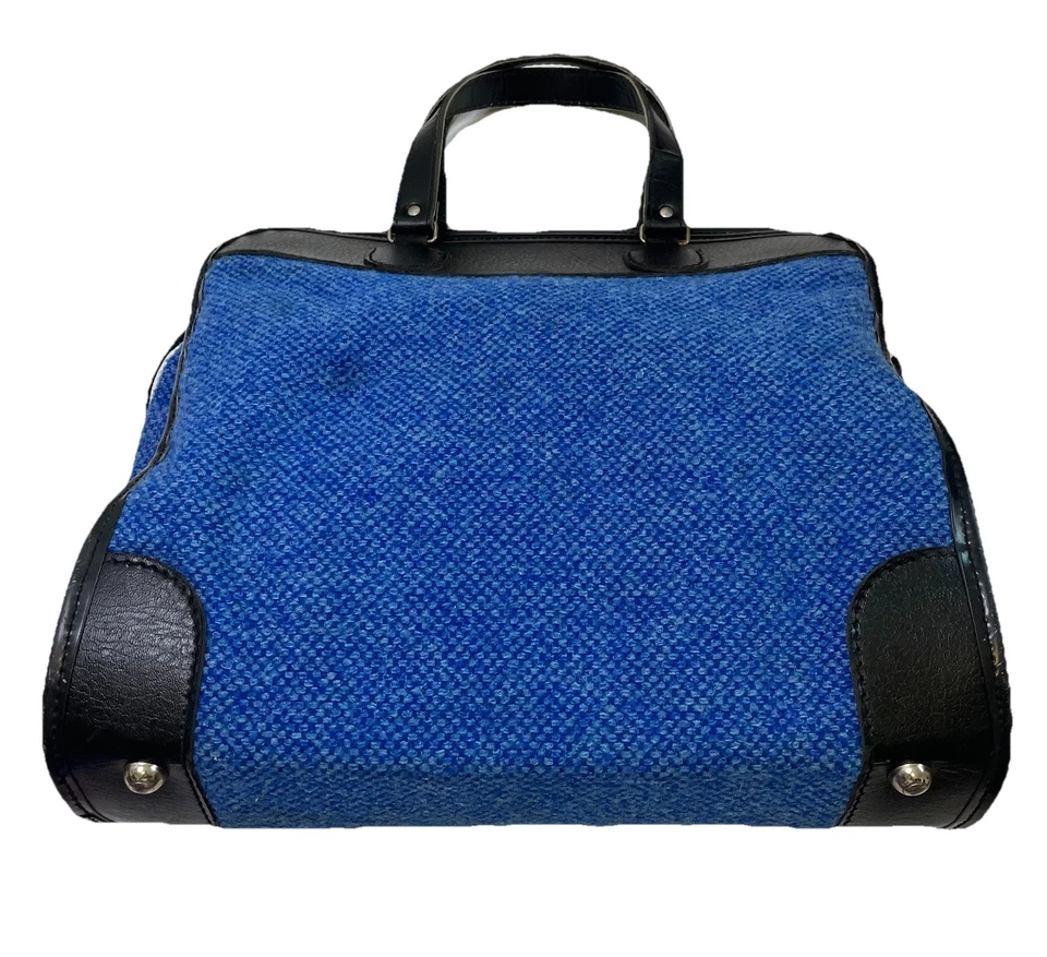 Vintage 70’s Electric Blue Tweed Carry On Bag Luggage Purse Satchel Retro - Image 4 of 4