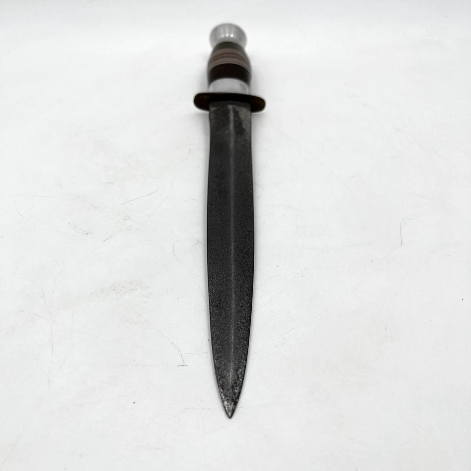 WW2 VTG Trench Fighting Knife 12.5" Hand Made Dagger Aluminum & Leather Handle - Image 3 of 4