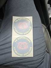 Vintage Bulldog Security Protected By Window Sticker Decal Set Of 2