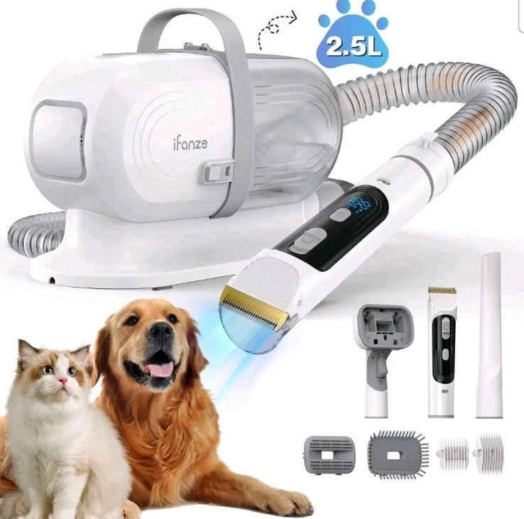 14Kpa Dog Grooming Kit & Vacuum, 2.5L Pet Hair Vacuum Suction 99% Pet Hair,3 Mod