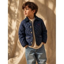 Polo Ralph Lauren Kids Navy Blue Quilted Barn Jacket Corduroy Trim Size S 7