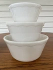 Vintage Hazel Atlas CCC Scalloped Milk Glass White Bowls 5” 6” 7”  As Is Crack