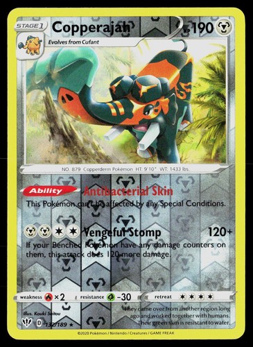 Copperajah 132/189 Reverse Holo Rare Kouki Saitou Darkness Ablaze Pokemon LP