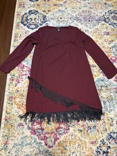 Anna Cai Maroon Fringe Dress Size Medium. Date Night Outtings Get Together