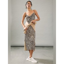 Anthropologie || The Elyse Slip Dress Animal Print Leopard Tan Brown XL