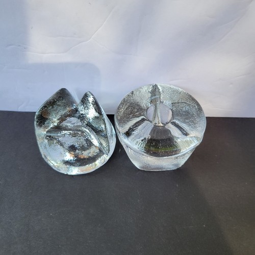 MCM Vintage Set of 2 Clear Glass Blenko Candle Stick Holders #990B Molar - Picture 3 of 6