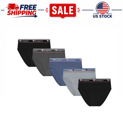 Champion Men's Cotton Flex Knit Briefs 5 Pack Soft Underwear Sizes S-2XL