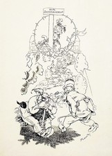 Gustav Traub - Zur Salvatorquelle Salvator-Quelle Bier Kariaktur Zeichnung 1920