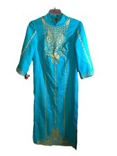 women s gown dress. teal with gold accents No labels see pics.- FLAWED a495