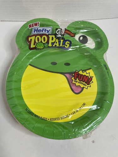 Original Hefty Zoo Pals Assorted Designs Paper Plates Sealed 24 Pack NOS