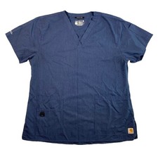 Carhartt Force Women Large Blue Modern Fit Scrub Top Medical Nurse Uniform Shirt